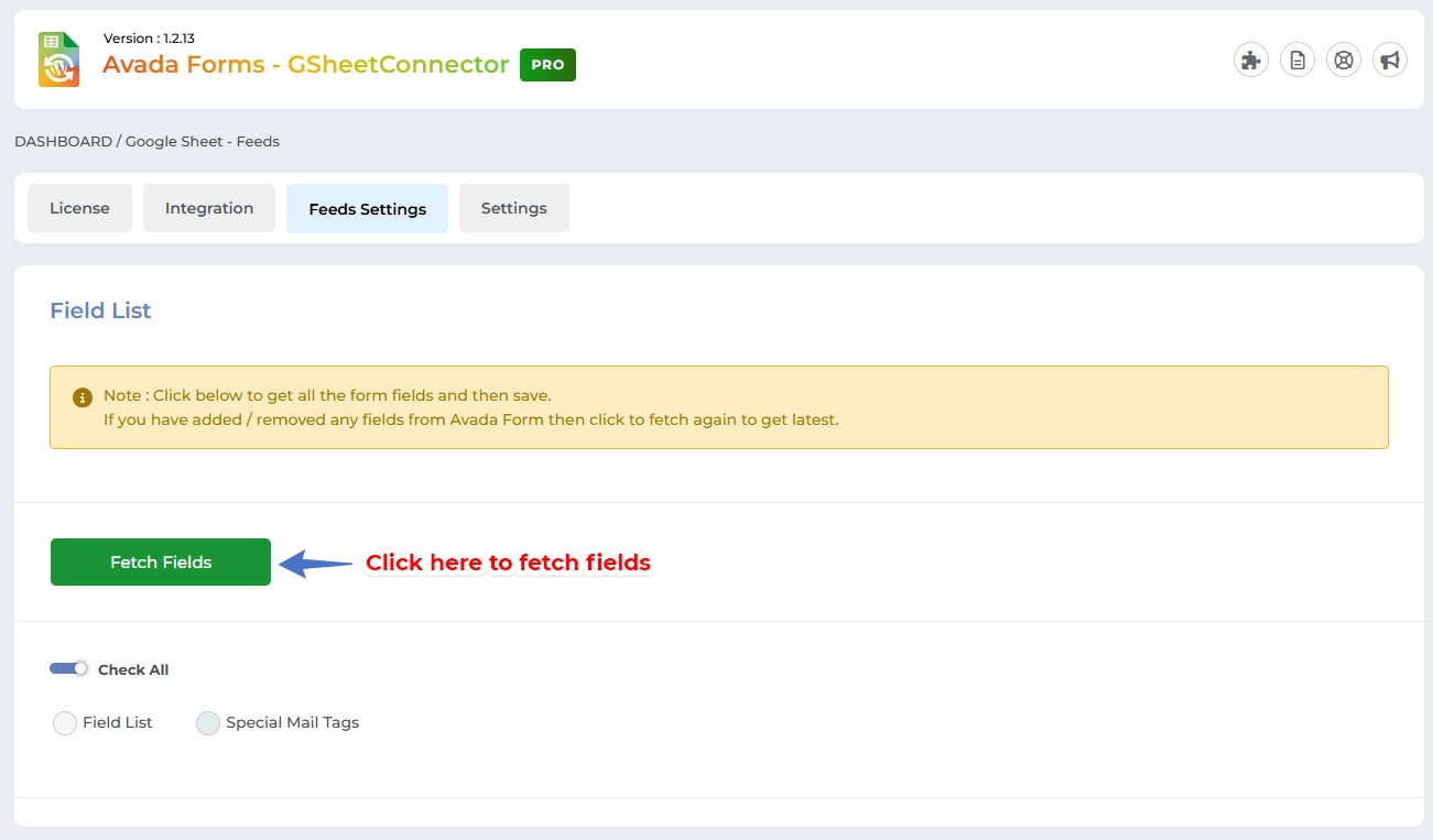 Avada Forms Google Sheet Connector Settings