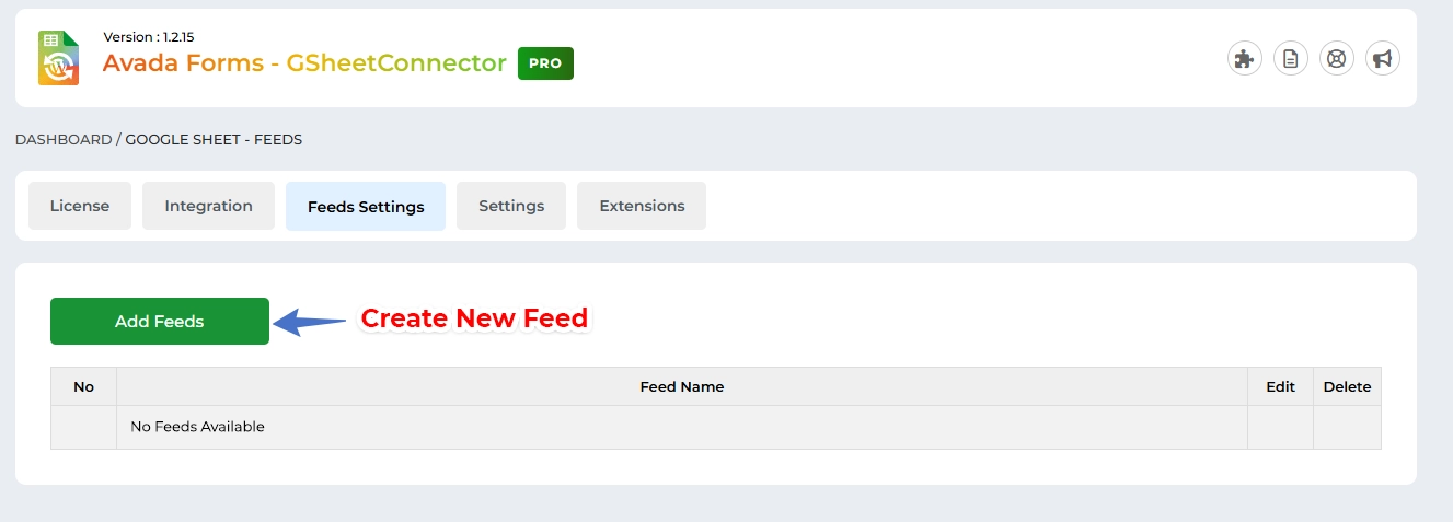 Google Sheet Connector Elementor Form - Create and New Feed