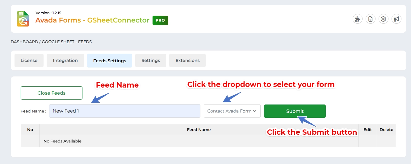 Google Sheet Connector Elementor Form - Edit - Delete - Rename Feed