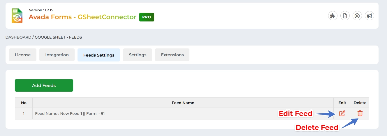 Google Sheet Connector Elementor Form - Edit Feed