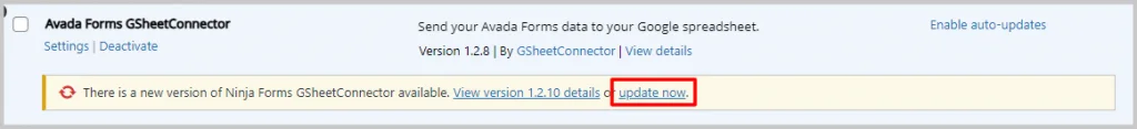 Update WordPress Plugin using Avada GSheetConnector Pro