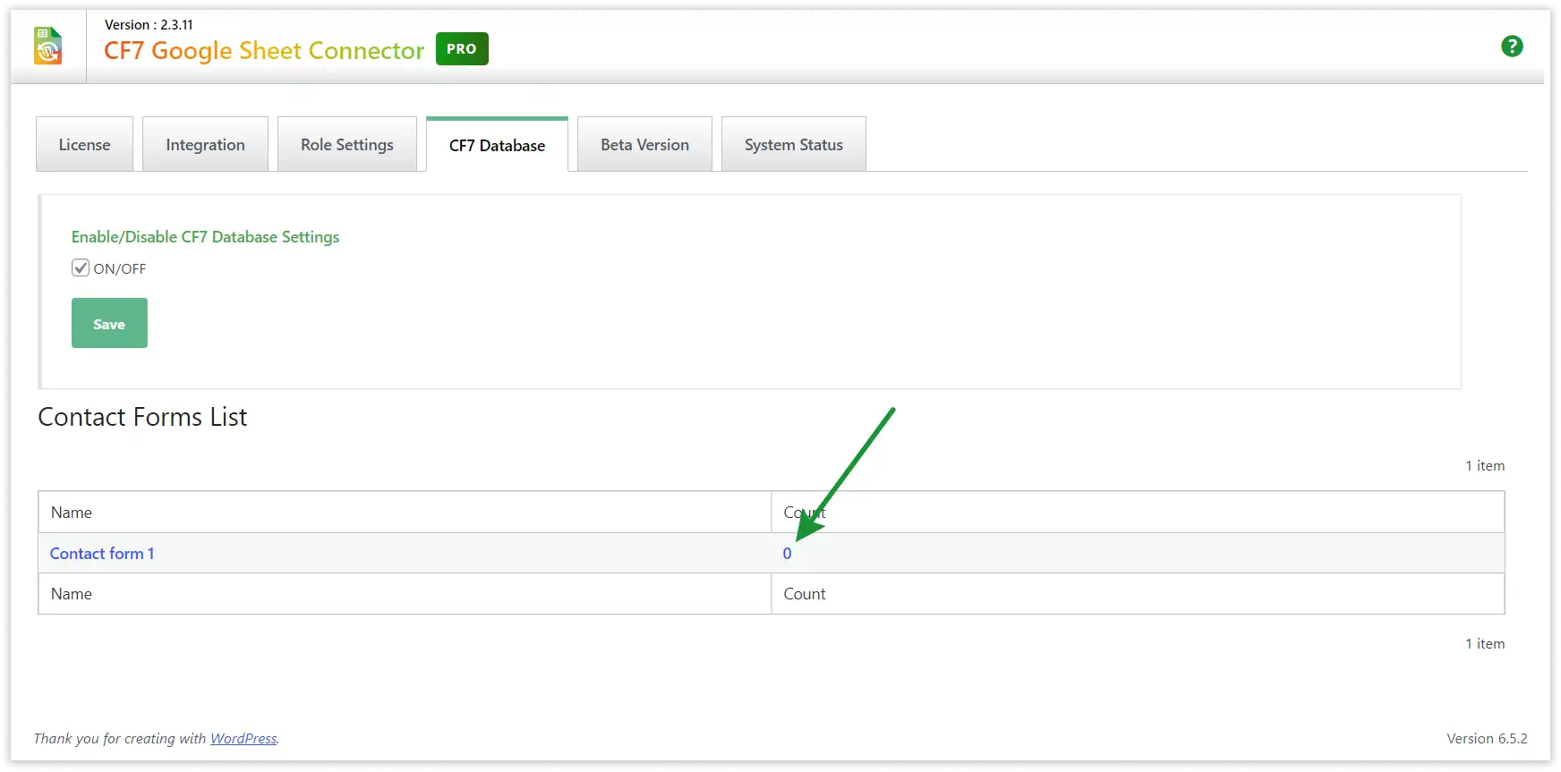 cf7 gsheetconnector pro database
