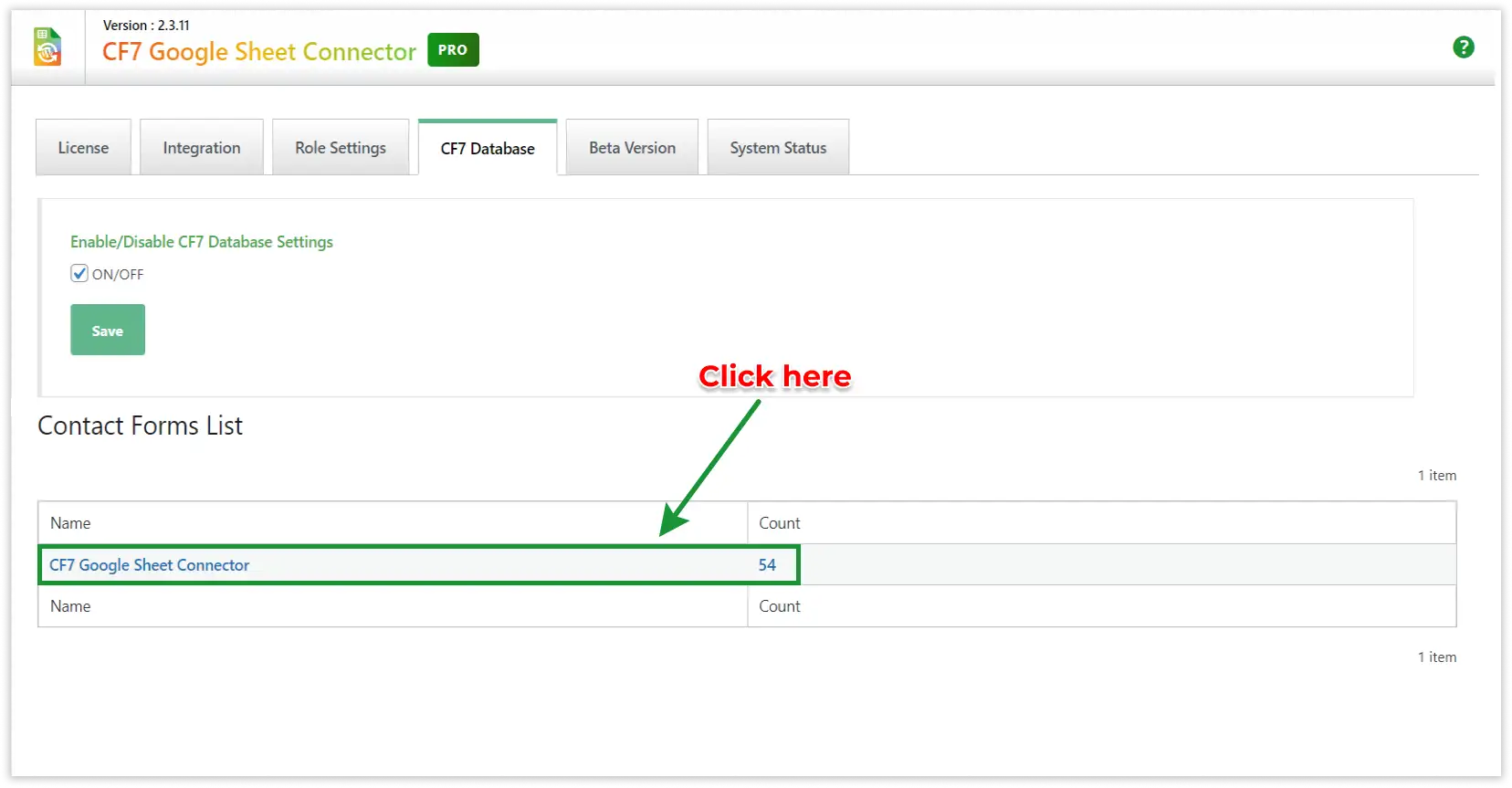 cf7 gsheetconnector pro database
