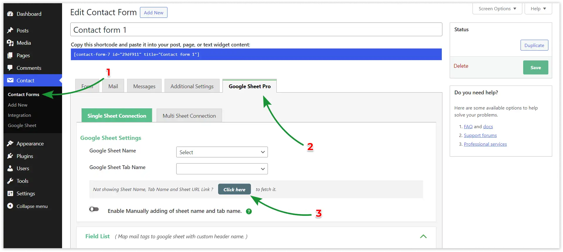 CF7 Google Sheet Connector PRO Installation