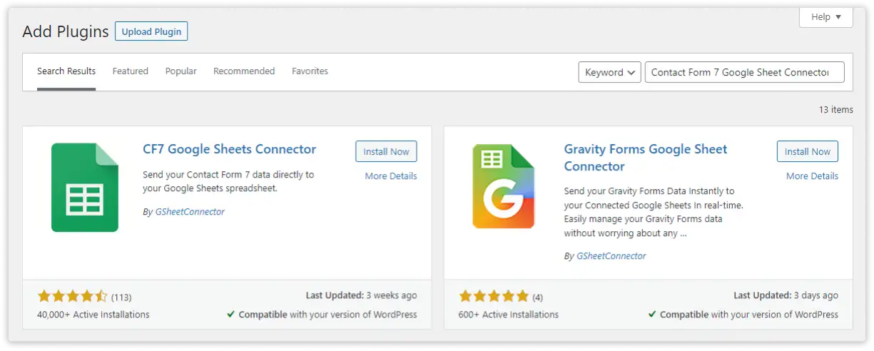 Installing CF7 Google Sheet Connector