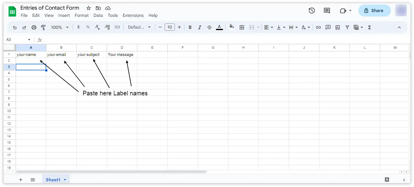 Google Sheets Tab for CF7 Google Sheet Connector Free Version