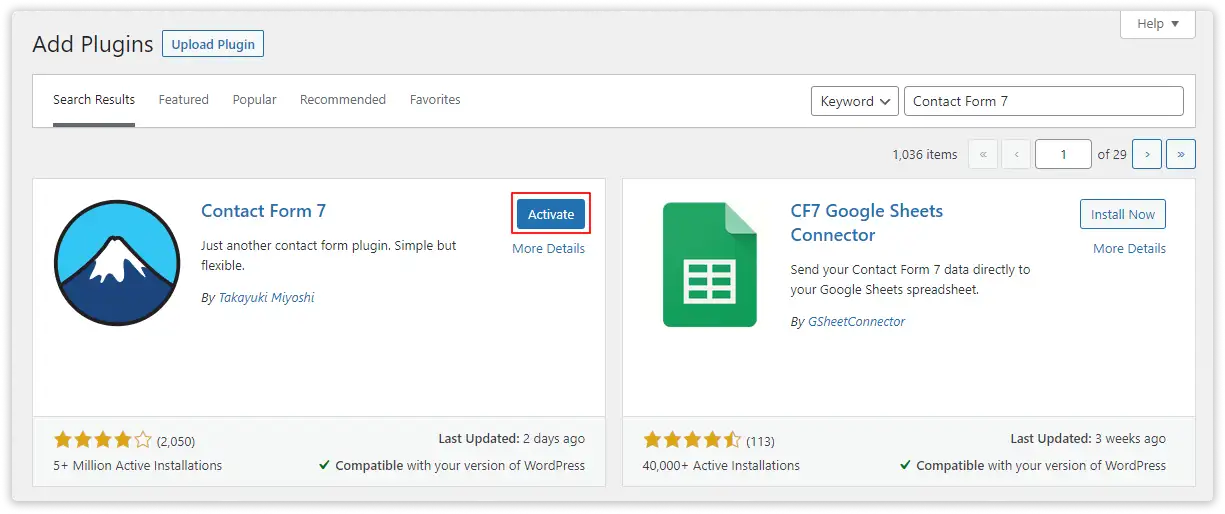 Installing Contact Form 7