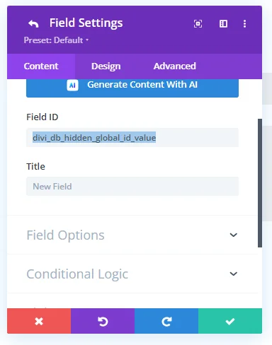 Divi Forms Google Sheet Connector setup screenshot