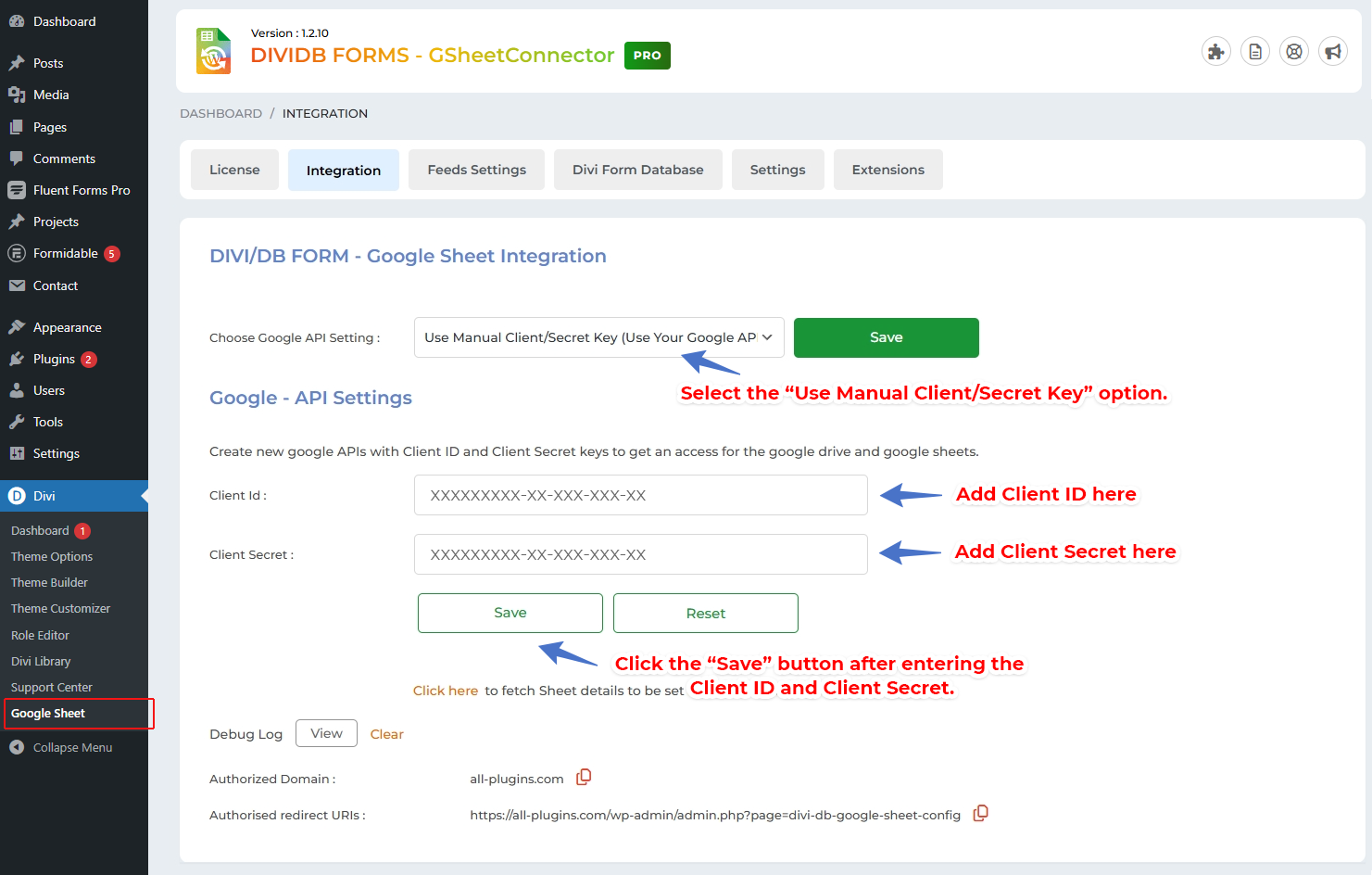 Steps for manual Google integration