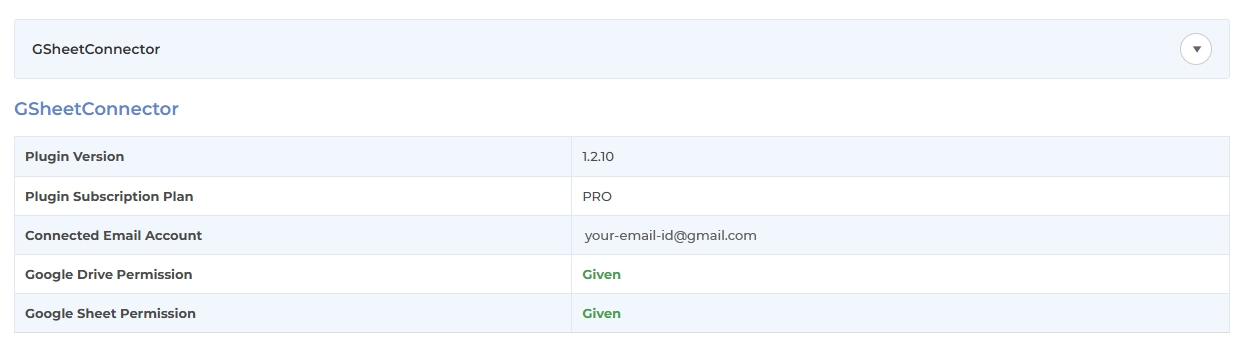 Divi GSheetConnector System Status Overview
