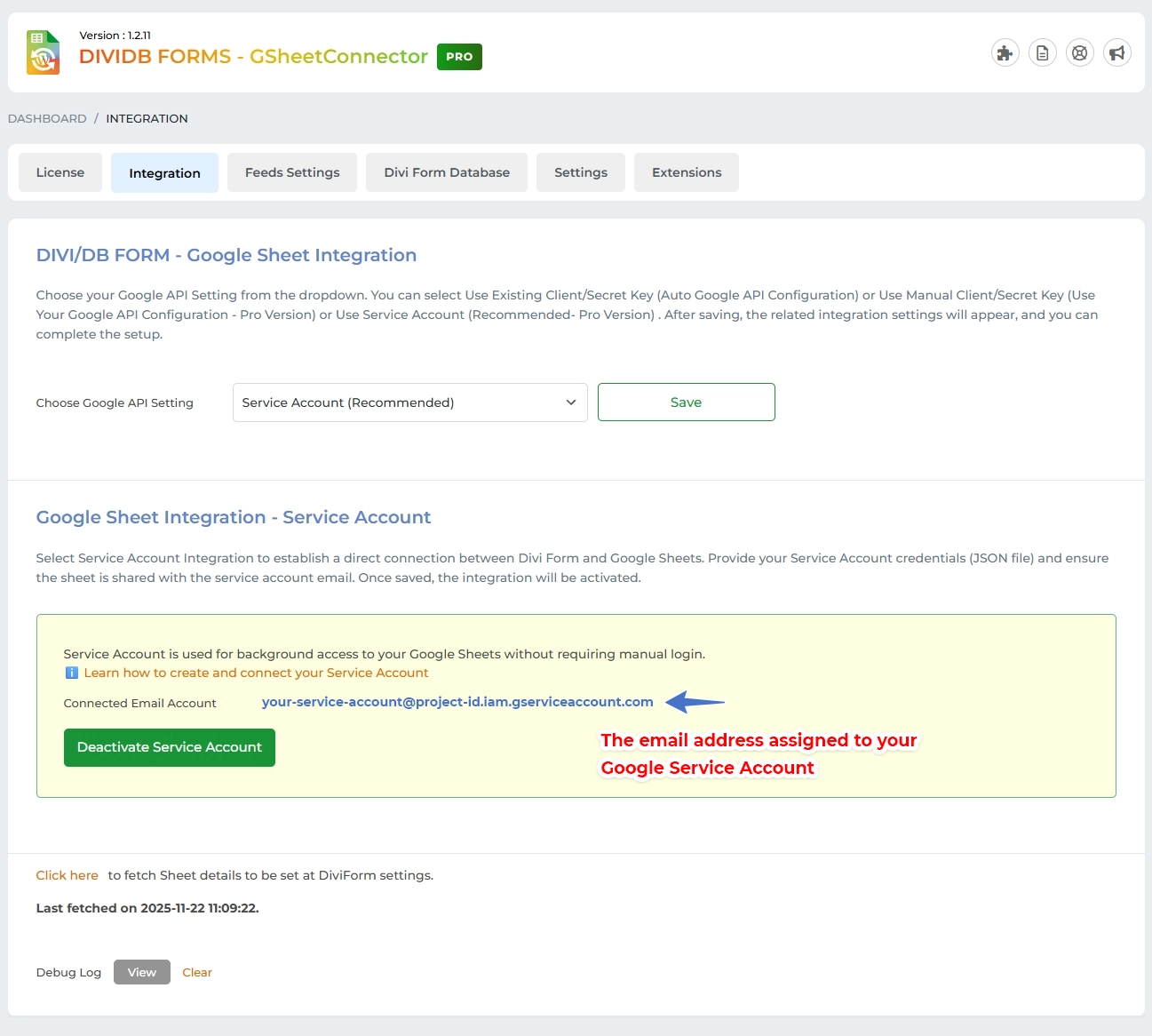 Authentication Method - Service Account