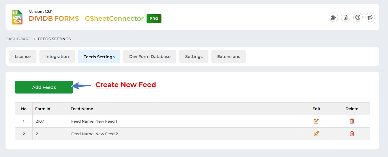 Google Sheet Connector Elementor Form - Create and New Feed