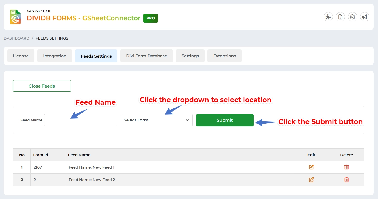 Google Sheet Connector Elementor Form - Edit Feed
