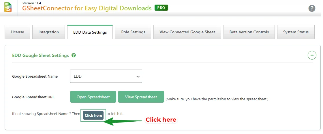 EDD Google Sheet Connector Plugin Settings