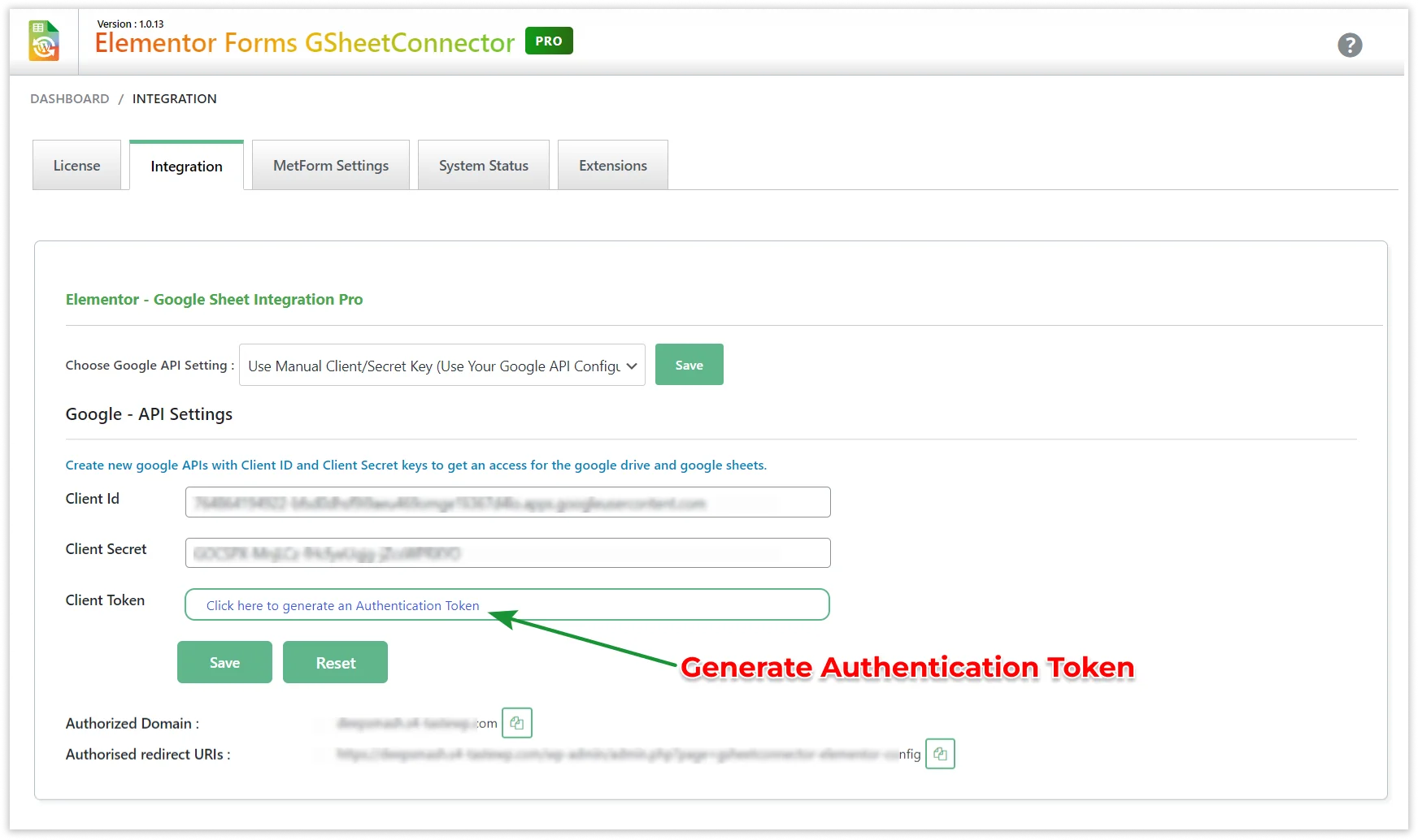 Manual Google API Integration - Client ID and Secret Key Configuration