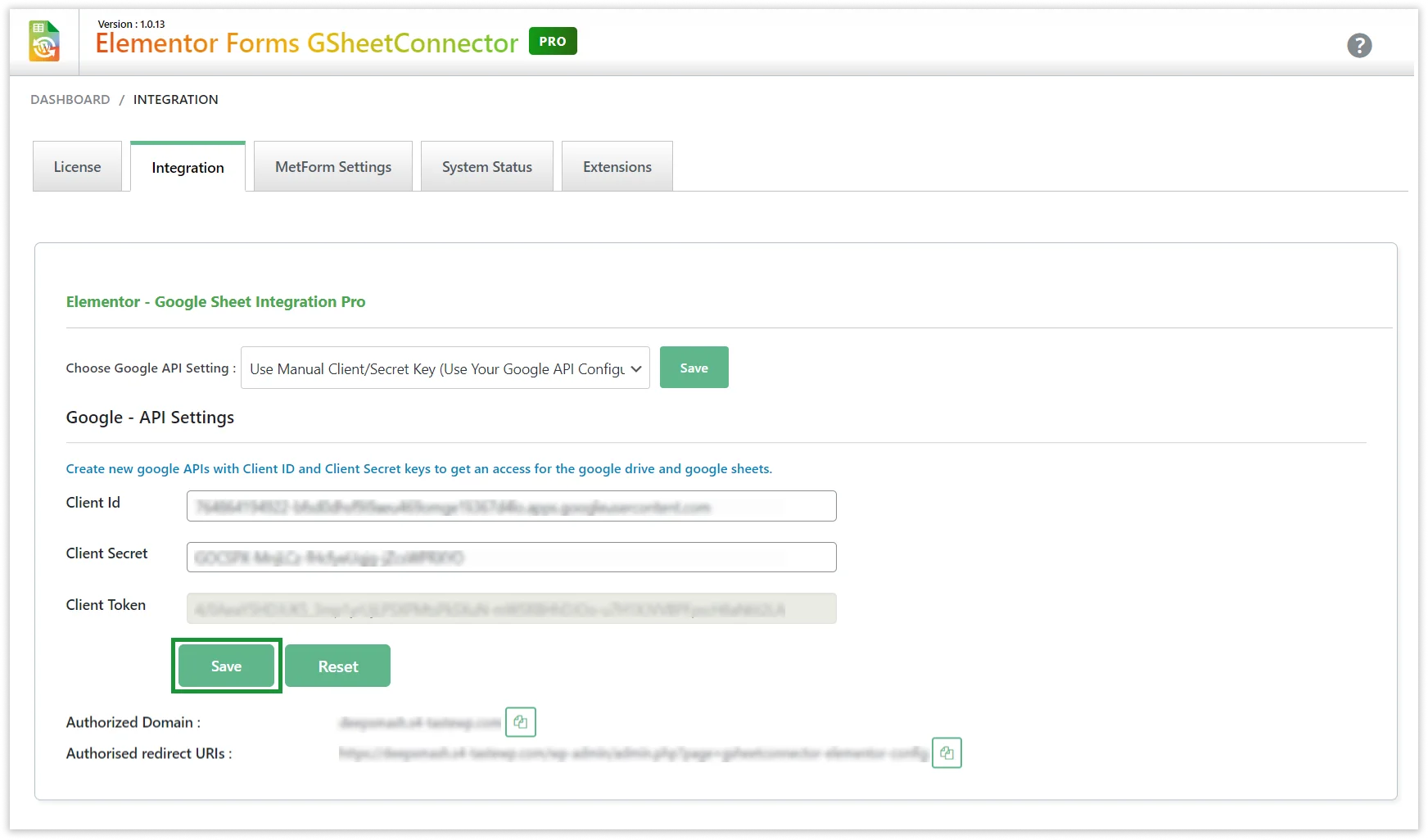 Manual Google API Integration - Client ID and Secret Key Configuration