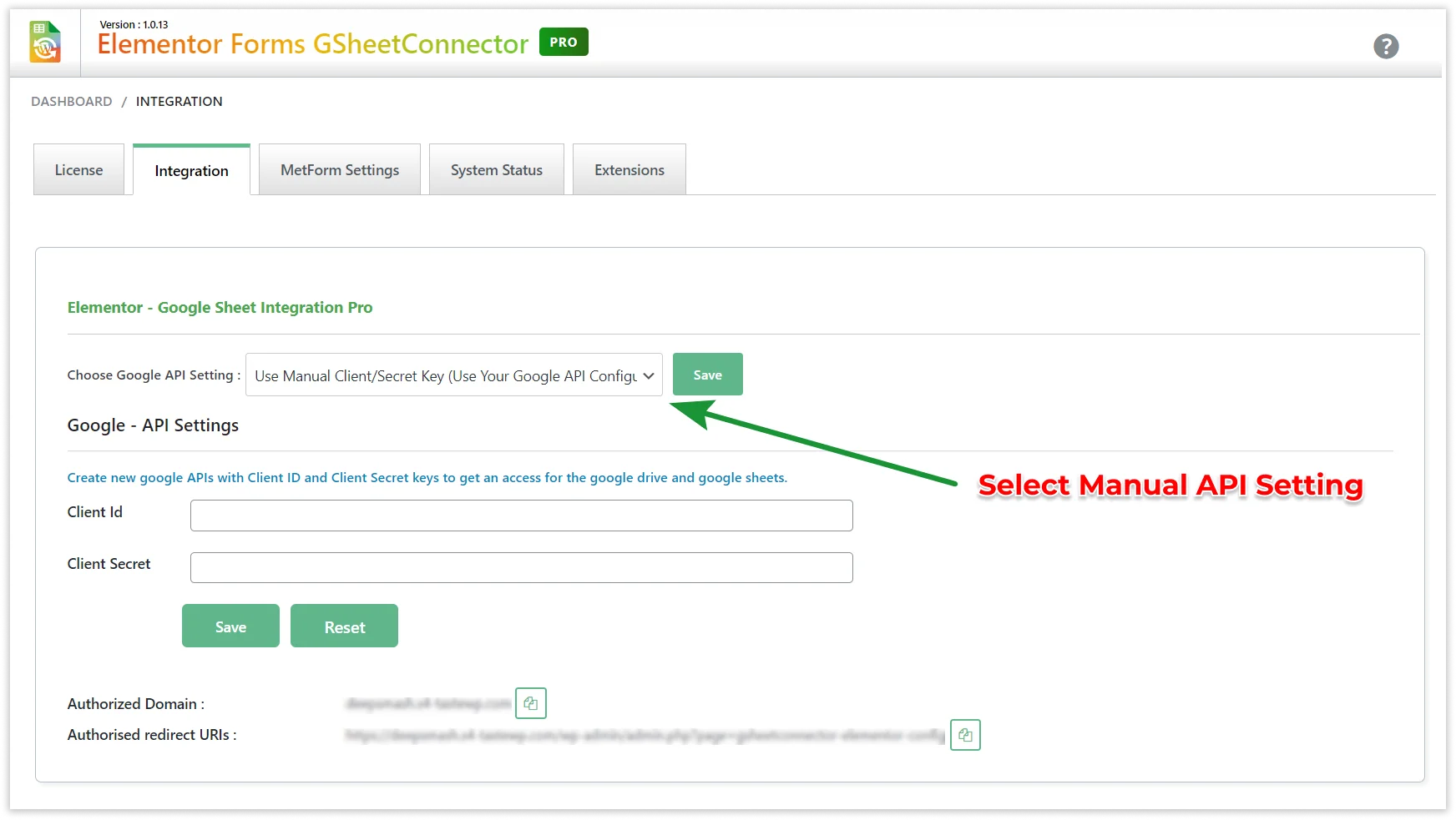 Manual Google API Integration - Client ID and Secret Key Configuration