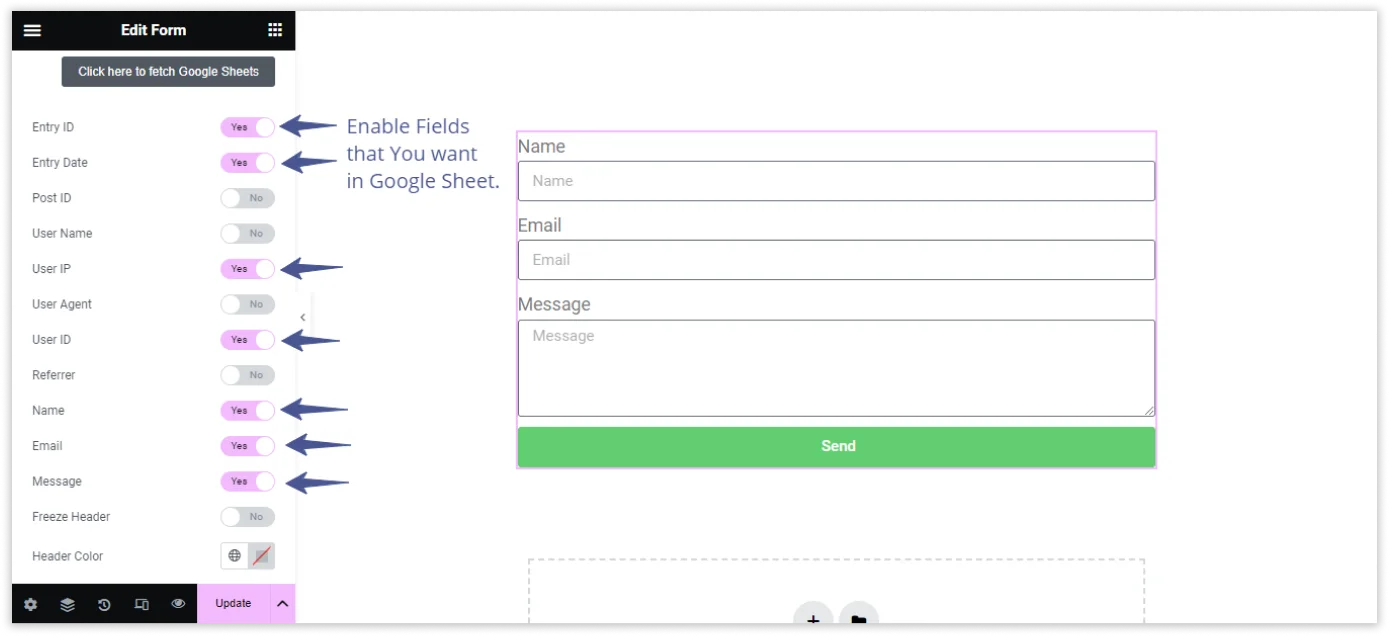 Elementor Form Google Sheet Integration