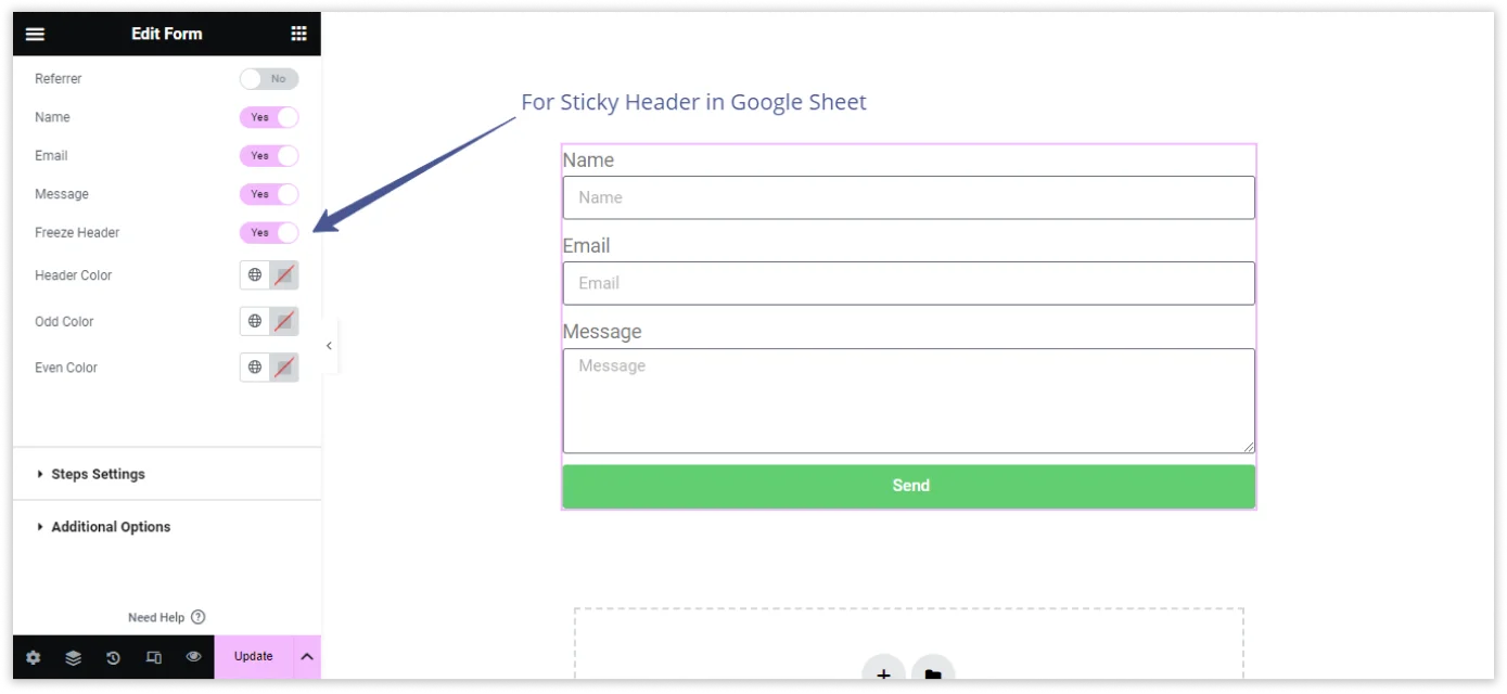Elementor Form Google Sheet Integration