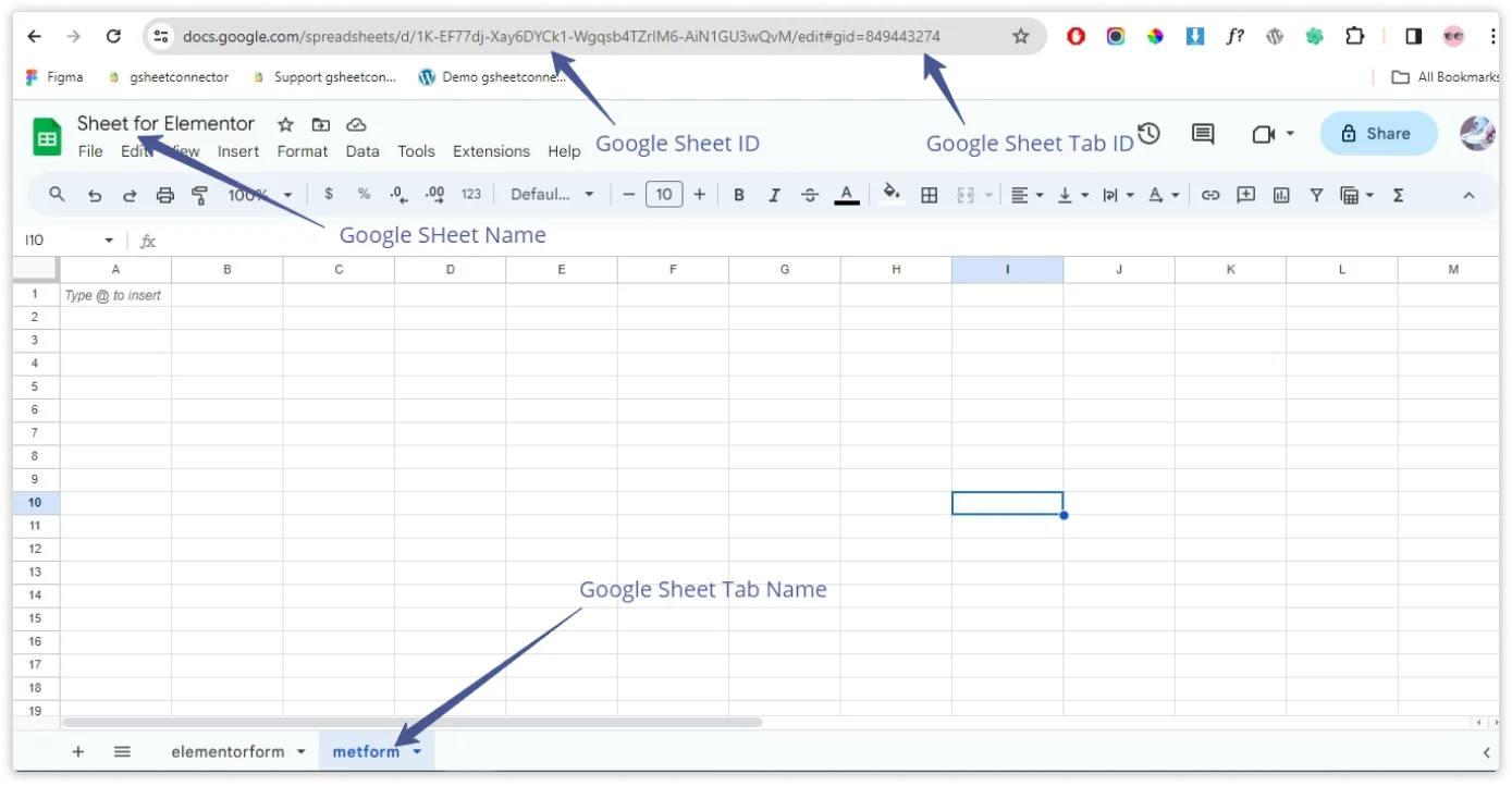 MetForm Google Sheet Integration settings