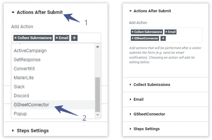 Action After Submit - Elementor Form Google Sheet Integration