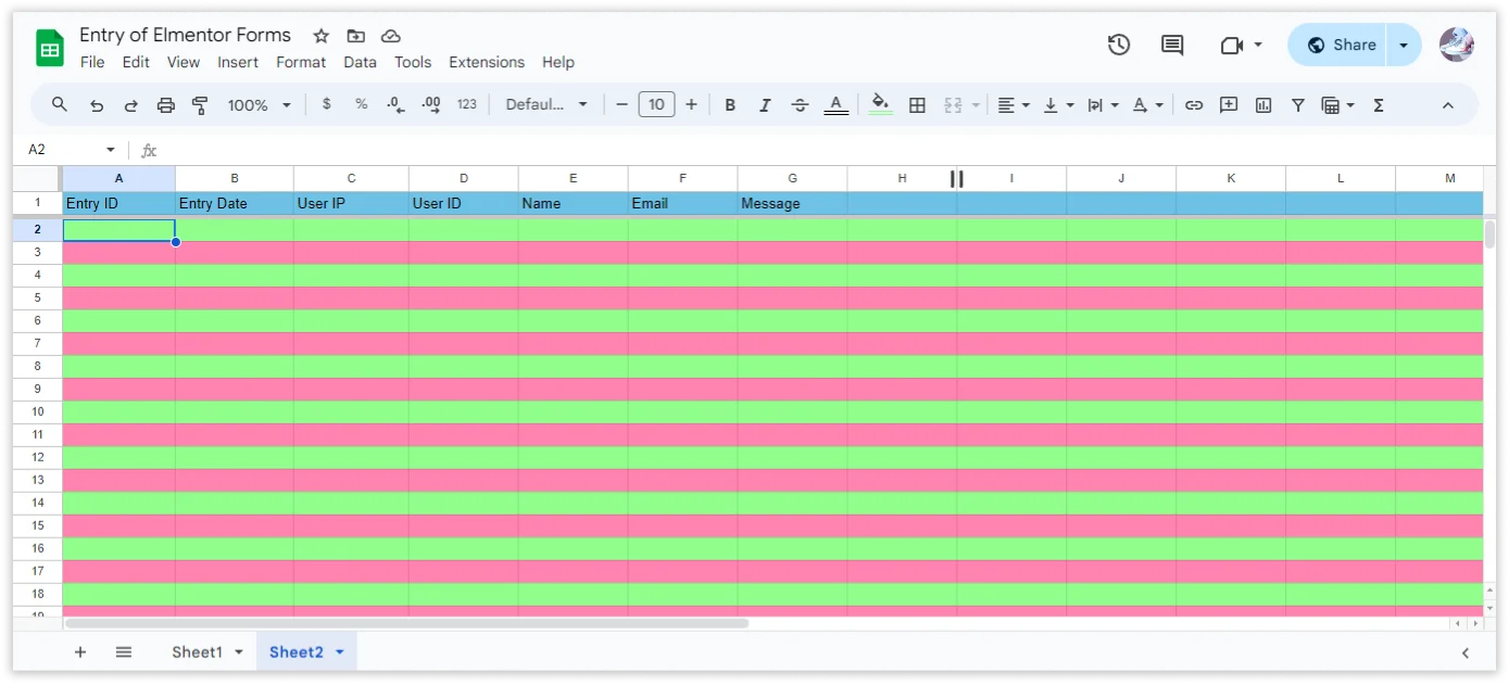 Elementor Form Google Sheet Integration