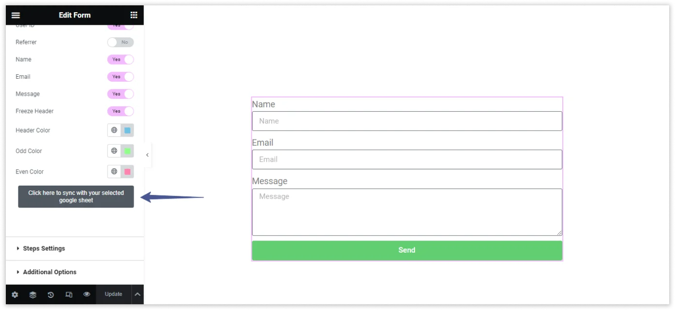 Elementor Form Google Sheet Integration