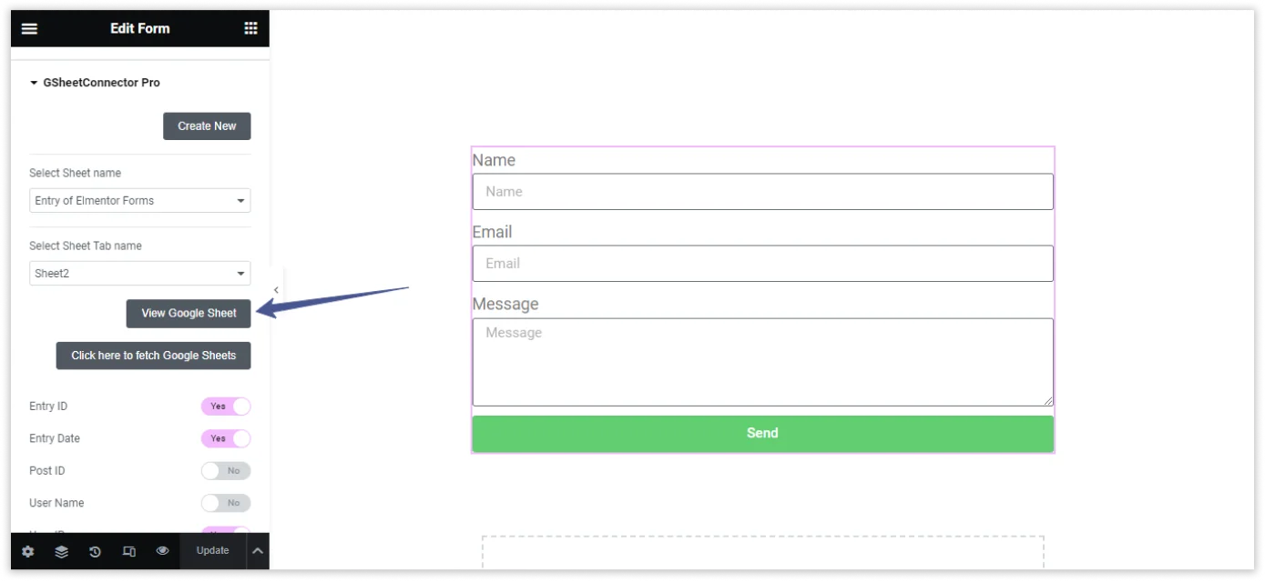 Elementor Form Google Sheet Integration