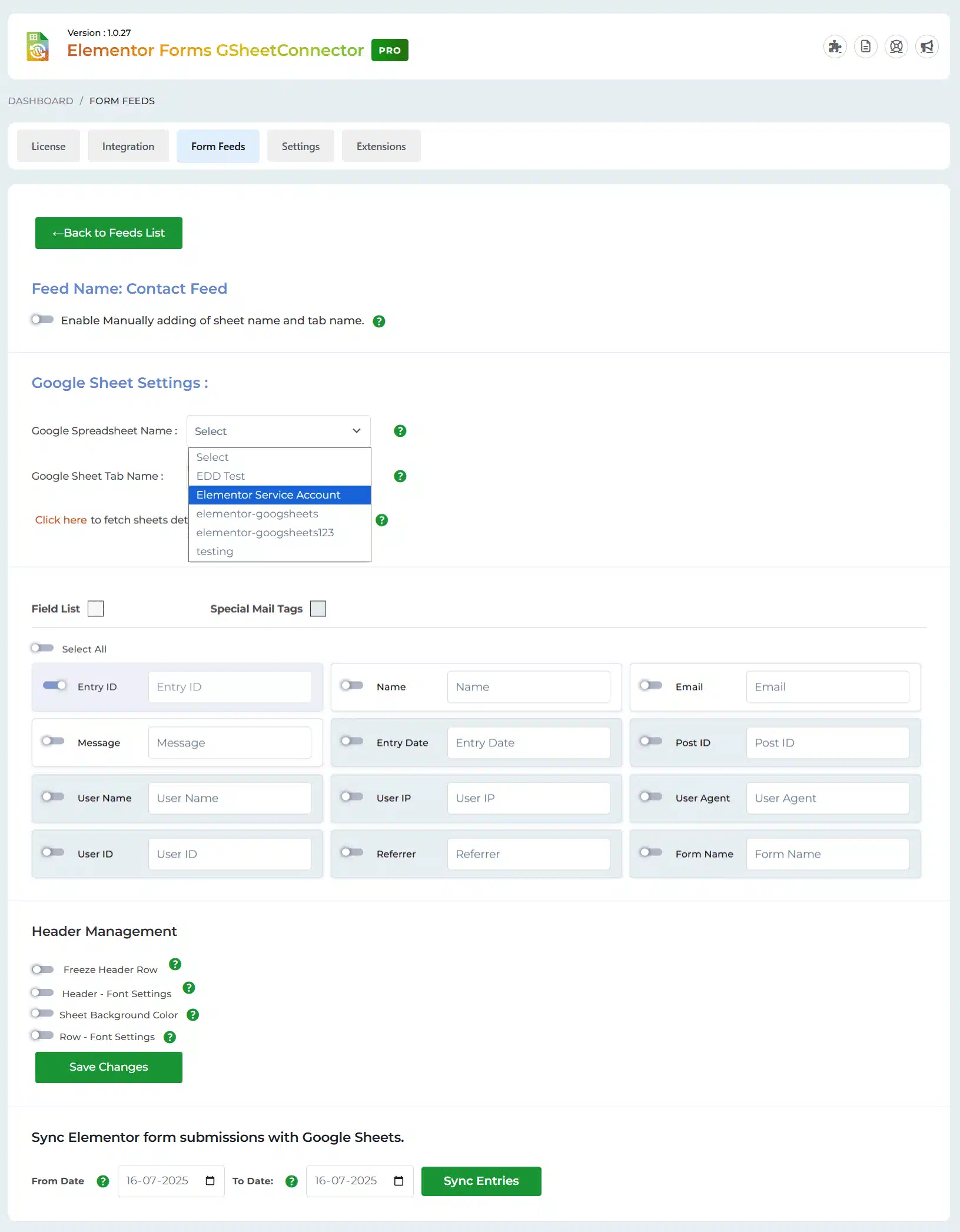 Google Sheet Connector Elementor Form - Google Sheet Settings – (Auto Settings)
