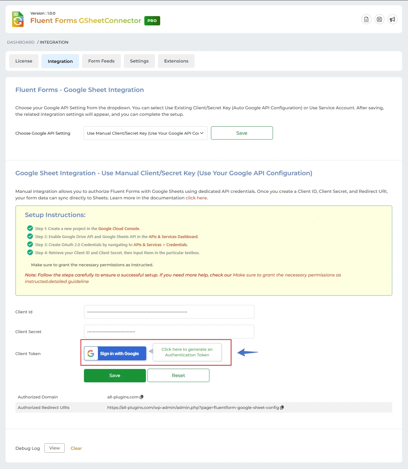 Manual Google API Integration setup guide