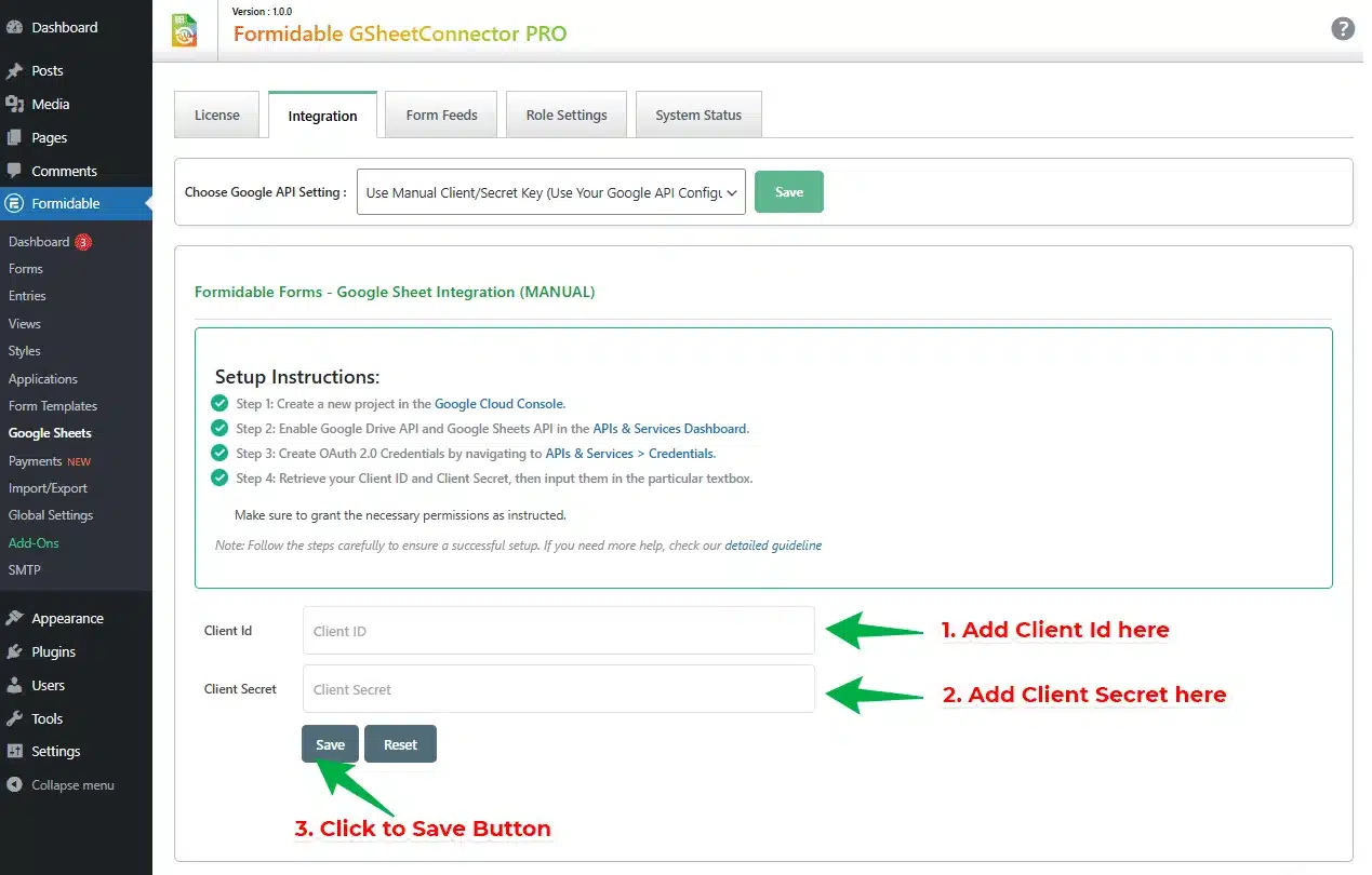 Manual Google API Integration guide screenshot