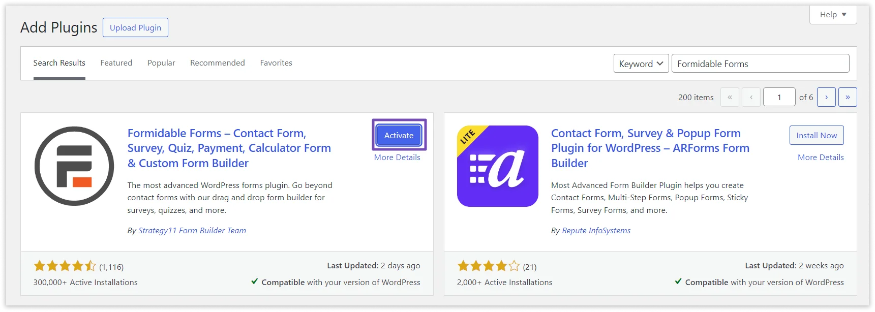 Formidable Forms Google Sheet Connector installation process
