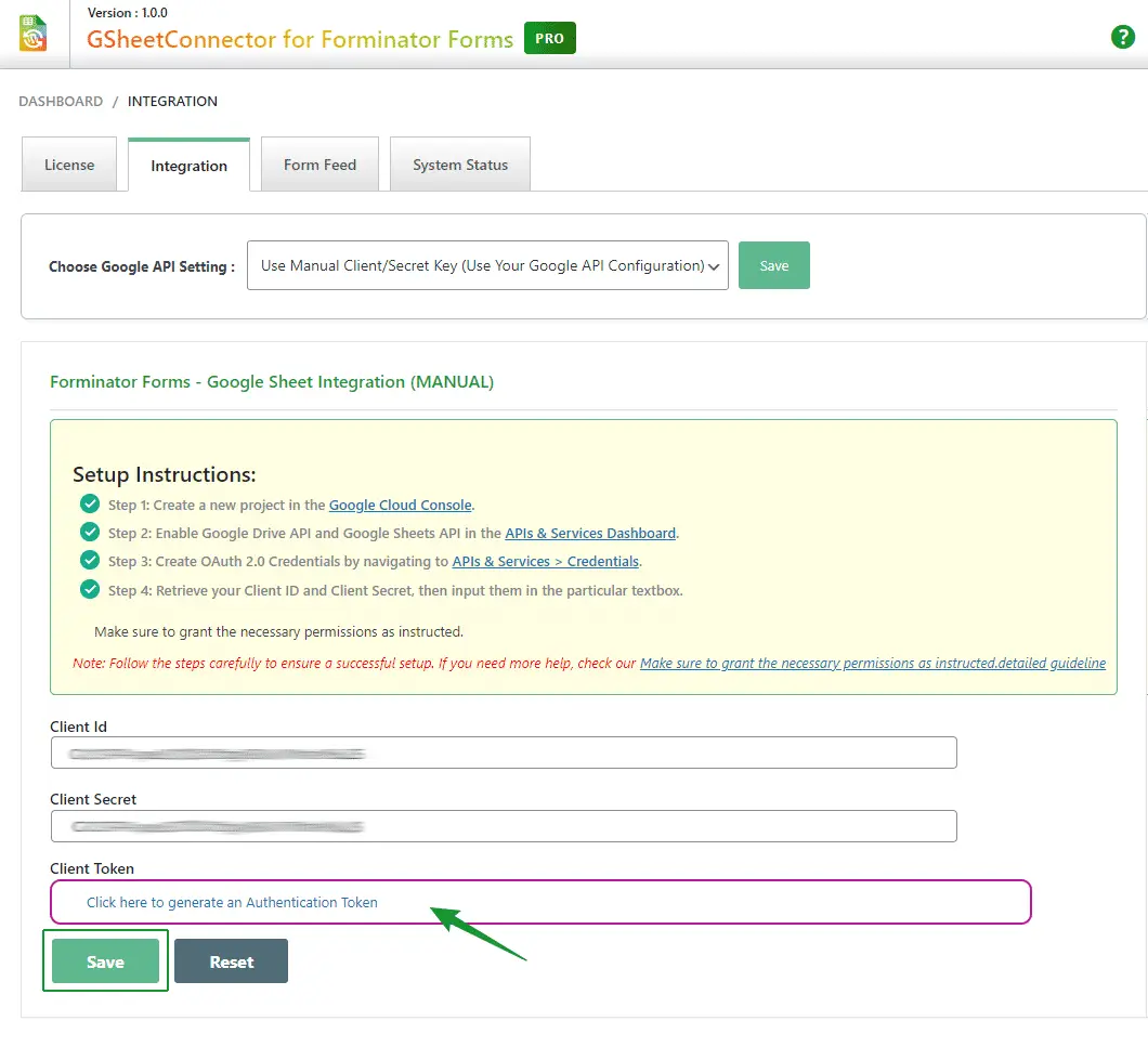 Manual Google API Integration for GSheetConnector