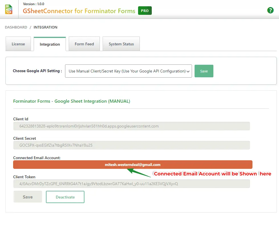 Manual Google API Integration for GSheetConnector