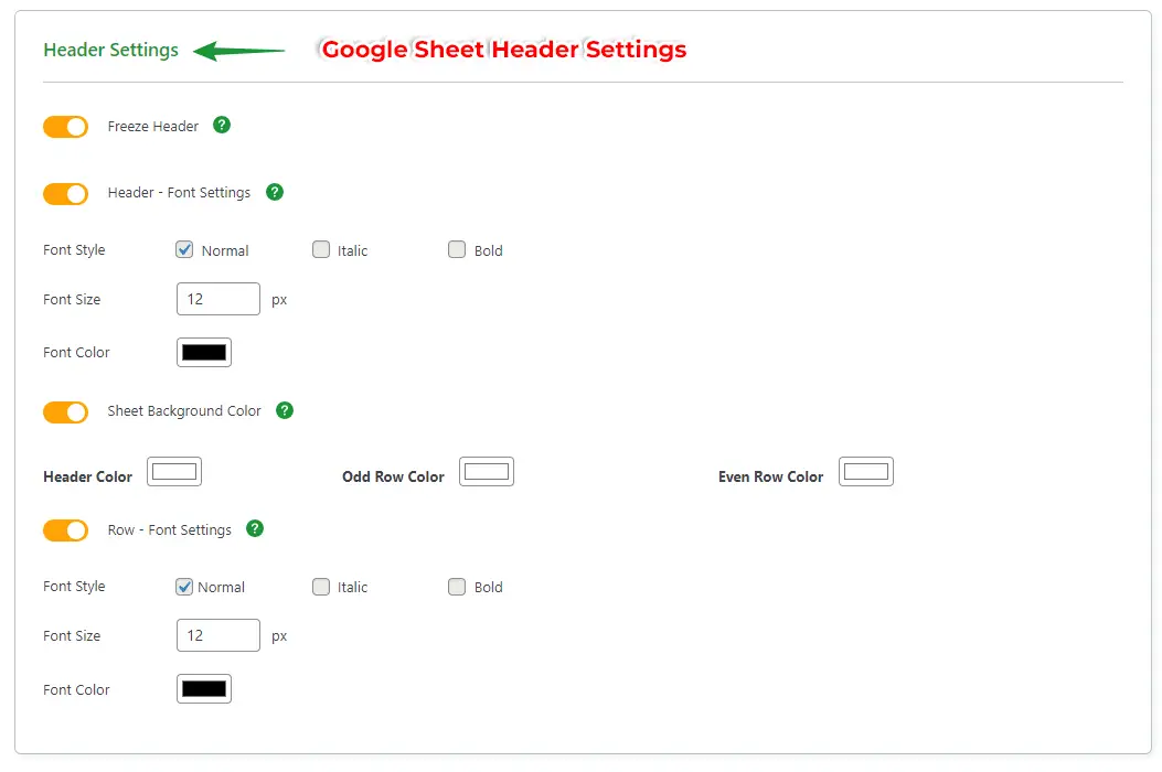 Forminator Google Sheets Integration feed settings
