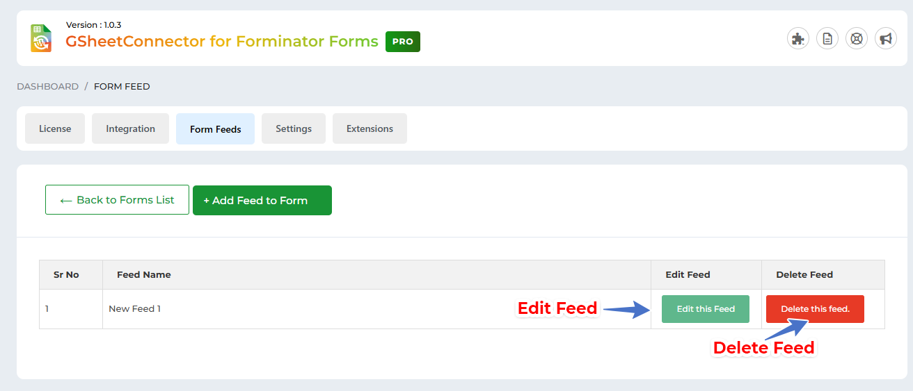 Google Sheet Connector Elementor Form - Edit Feed