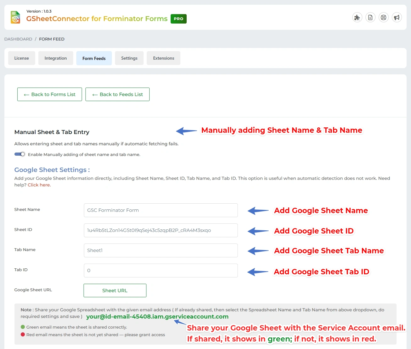 Google Sheet Connector Elementor Form - Manual Setting