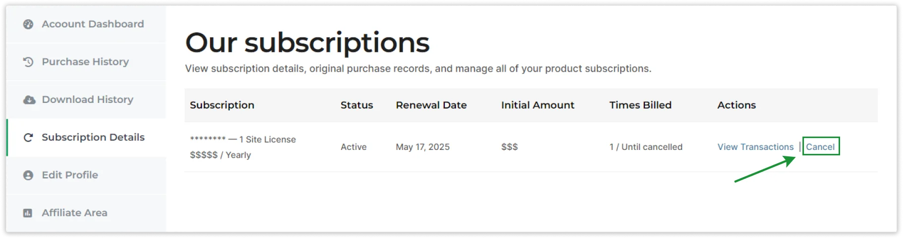 Cancel Subscription in GSheetConnector