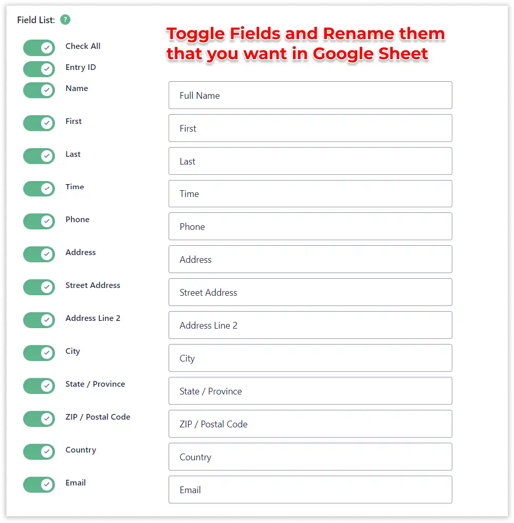 Gravity Forms Google Sheet Connector PRO setup screenshot