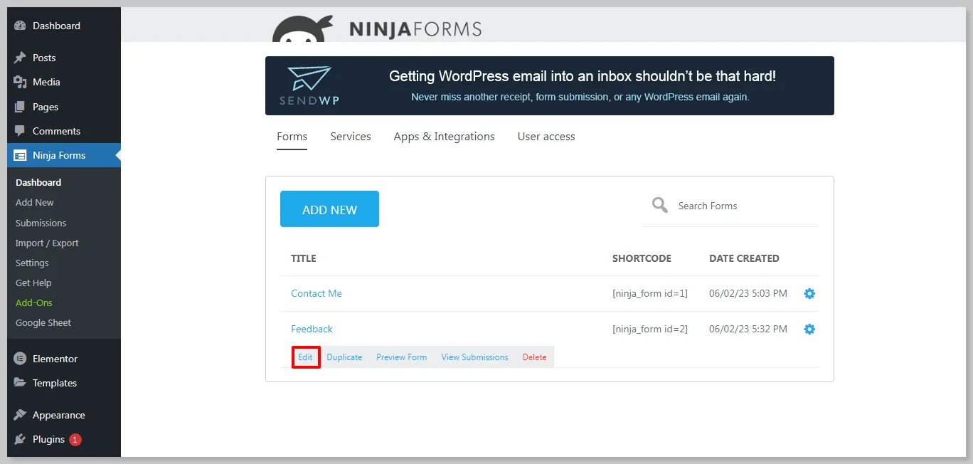 Ninja Forms Google Sheet Connector Pro integration steps