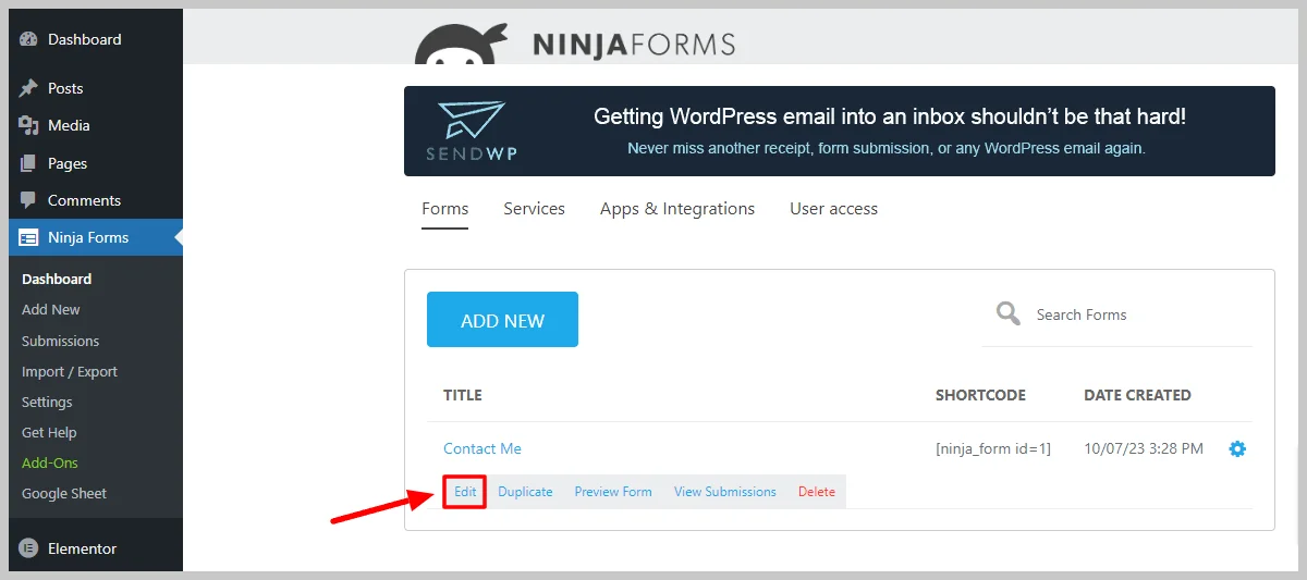 Ninja Forms Google Sheet Connector configuration