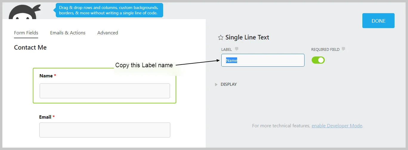 Ninja Forms Google Sheet Connector configuration