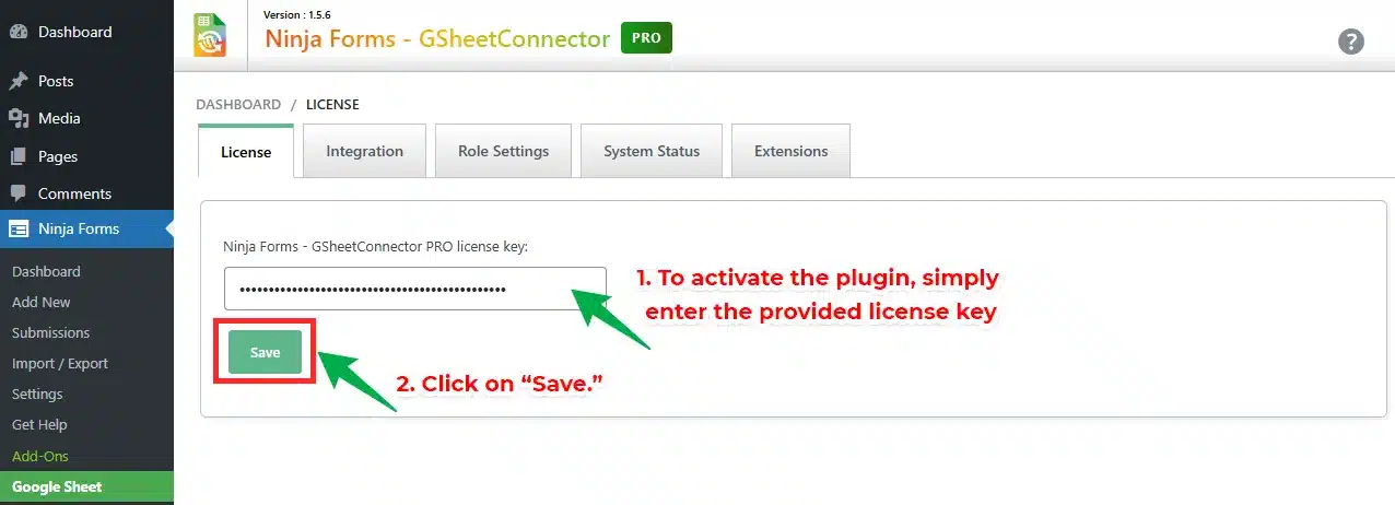 Ninja Forms Google Sheet Integration Setup