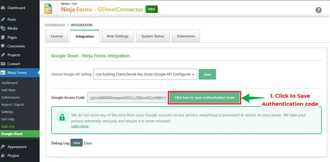 Ninja Forms Google Sheet Integration Setup