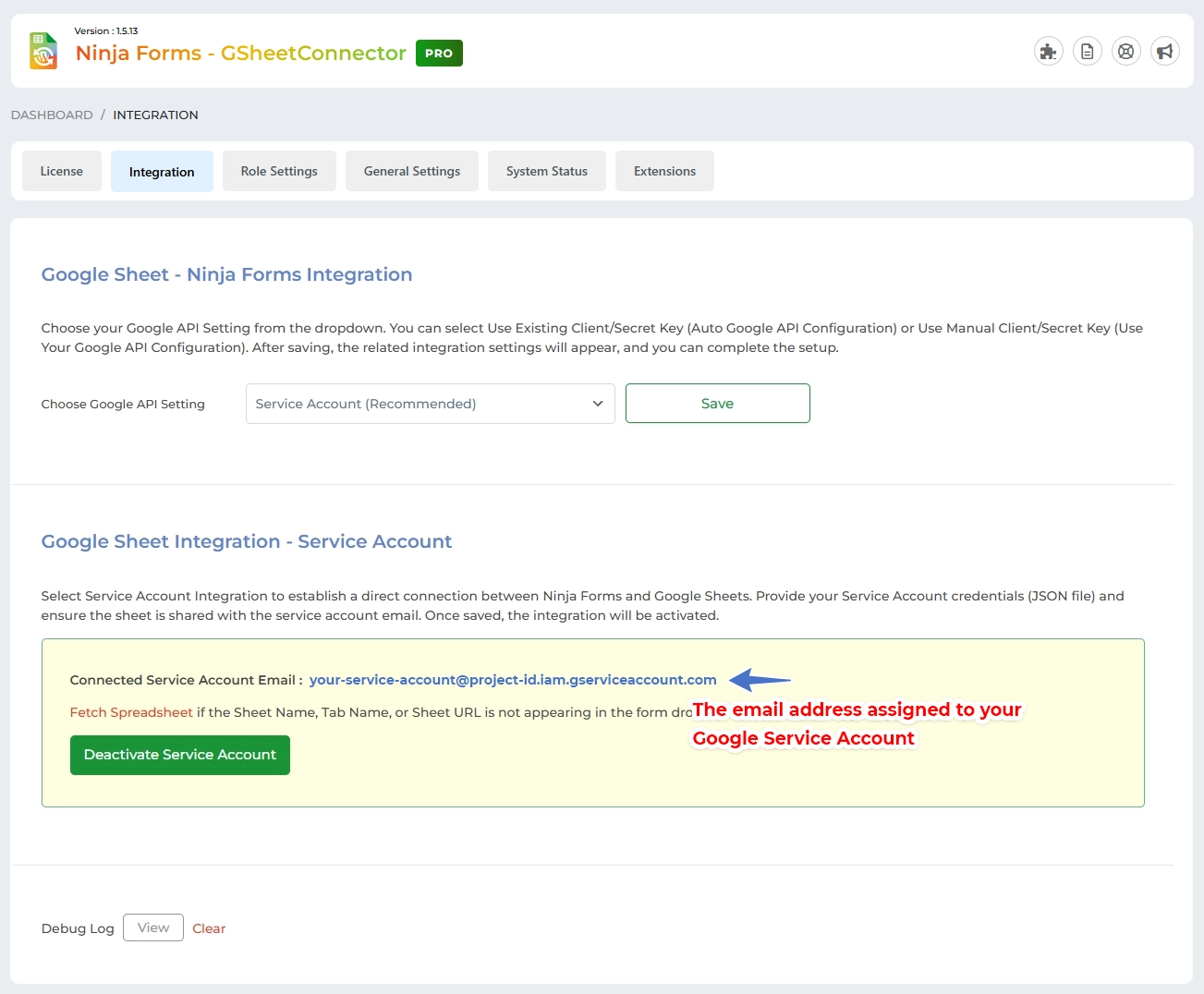 Authentication Method - Service Account