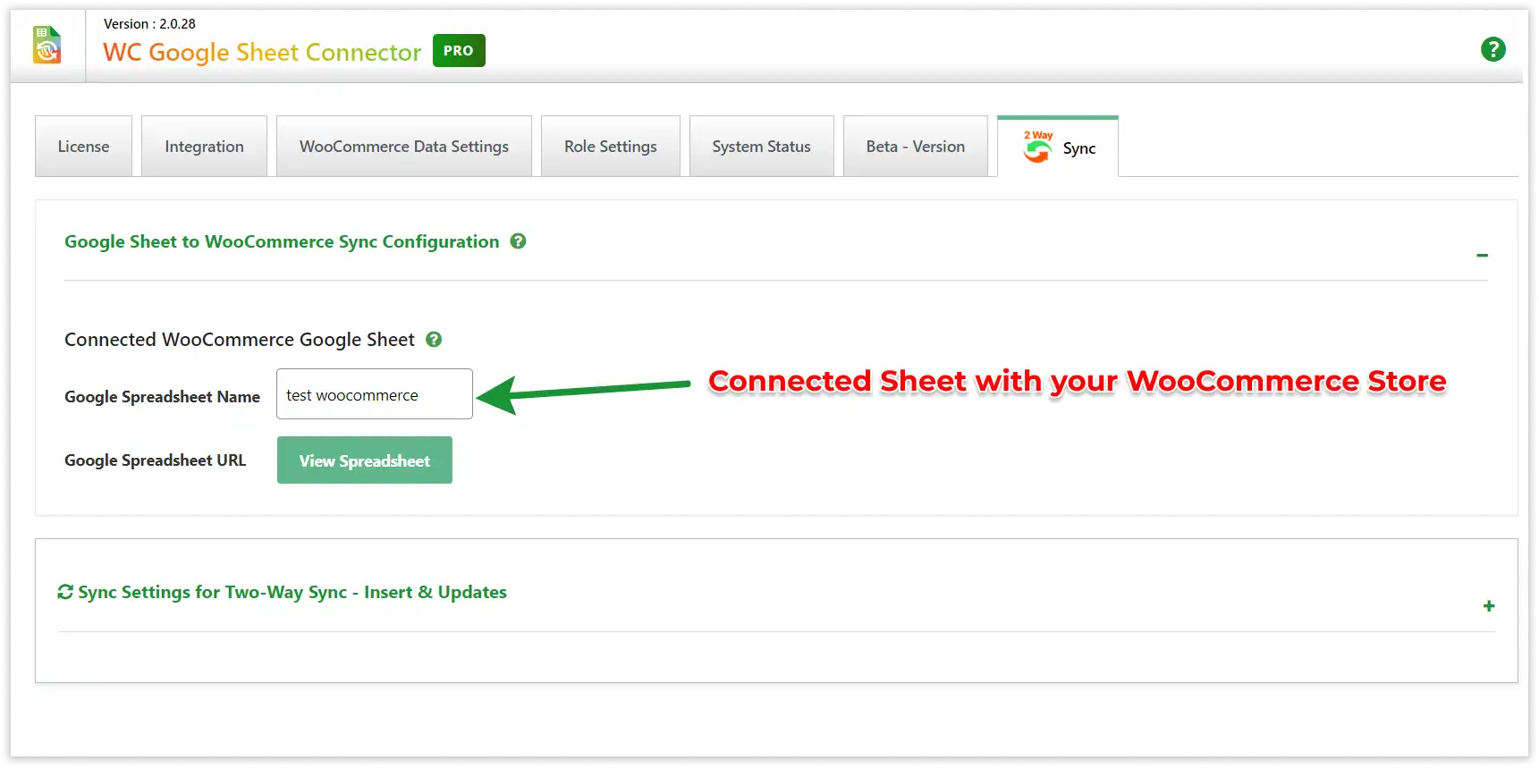 WooCommerce Google Sheet 2-Way Sync Connected Sheet