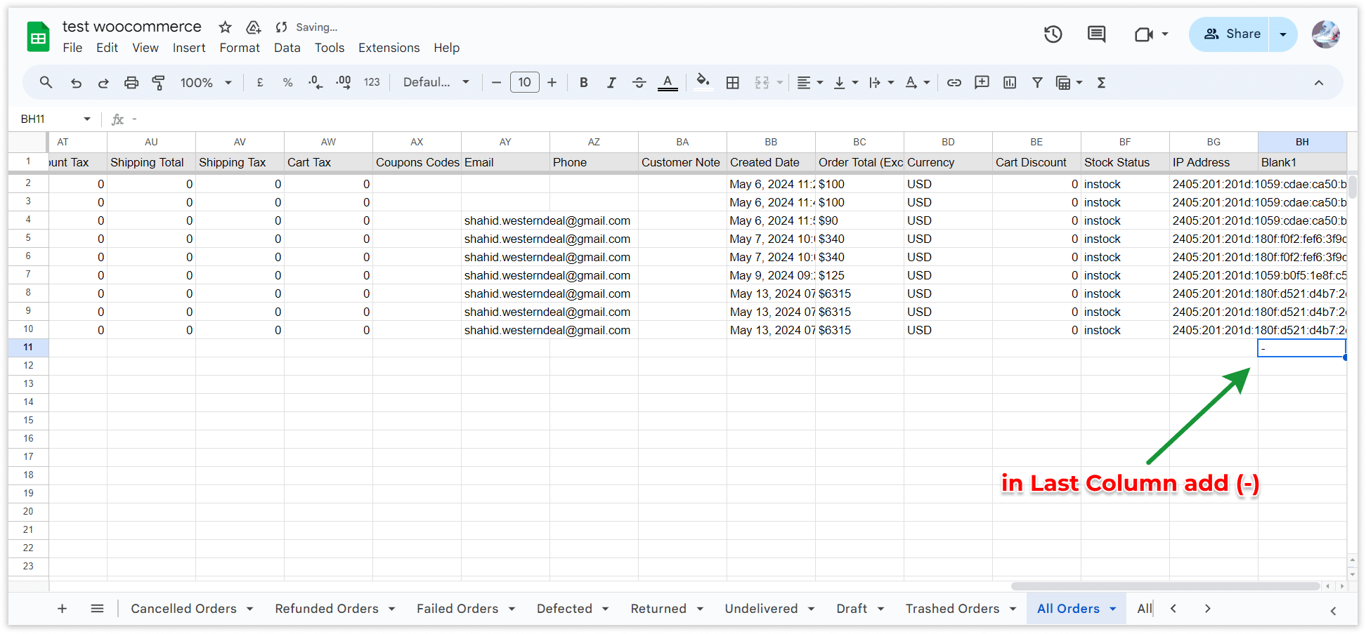 WooCommerce Google Sheet 2-Way Sync Connected Sheet