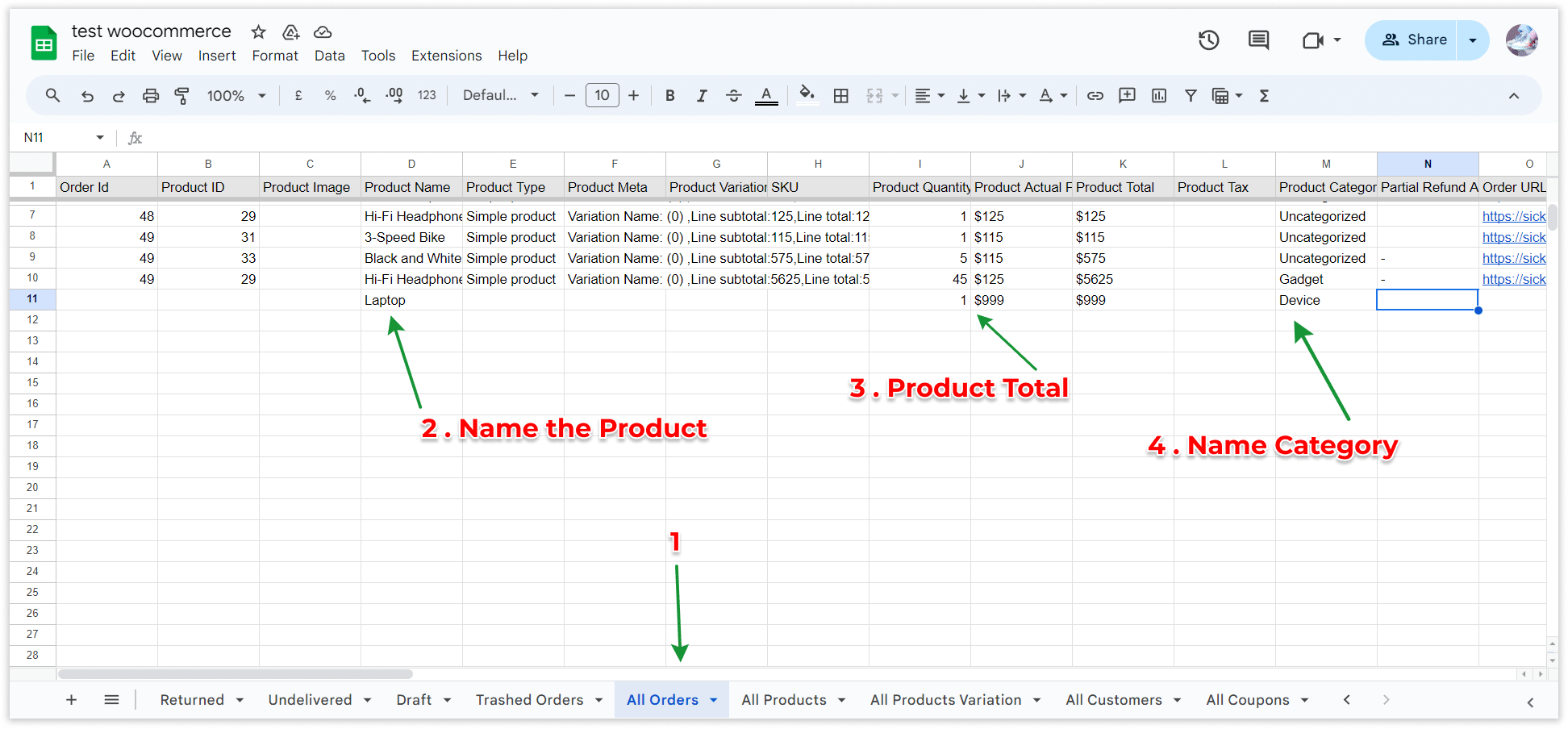 WooCommerce Google Sheet 2-Way Sync Connected Sheet