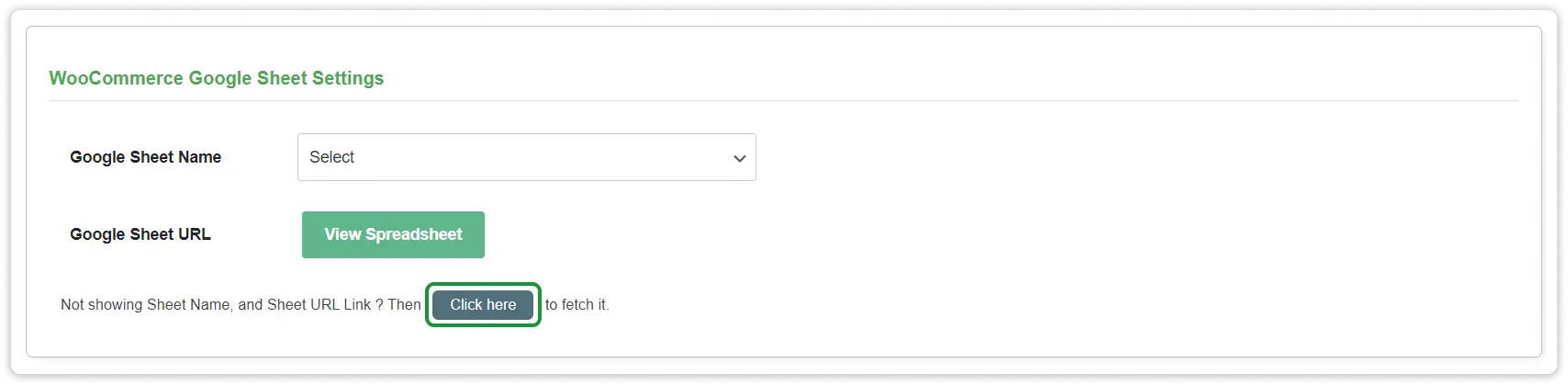 WooCommerce Google Sheet Connector Data Setting