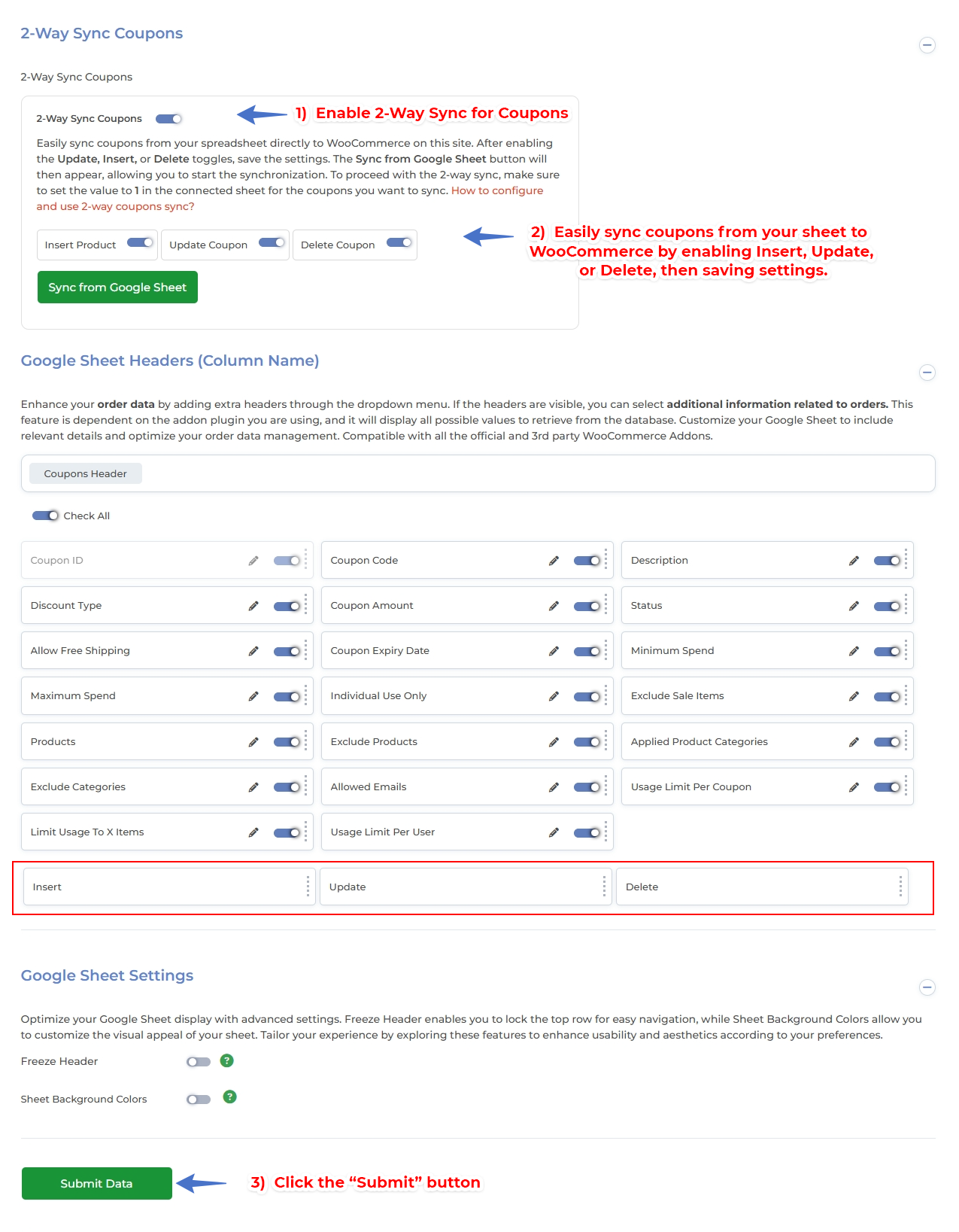 2-Way Sync PRO Version (New) – Google Sheet Connector 2-Way Sync Coupons Configuration: Sheet to WooCommerce